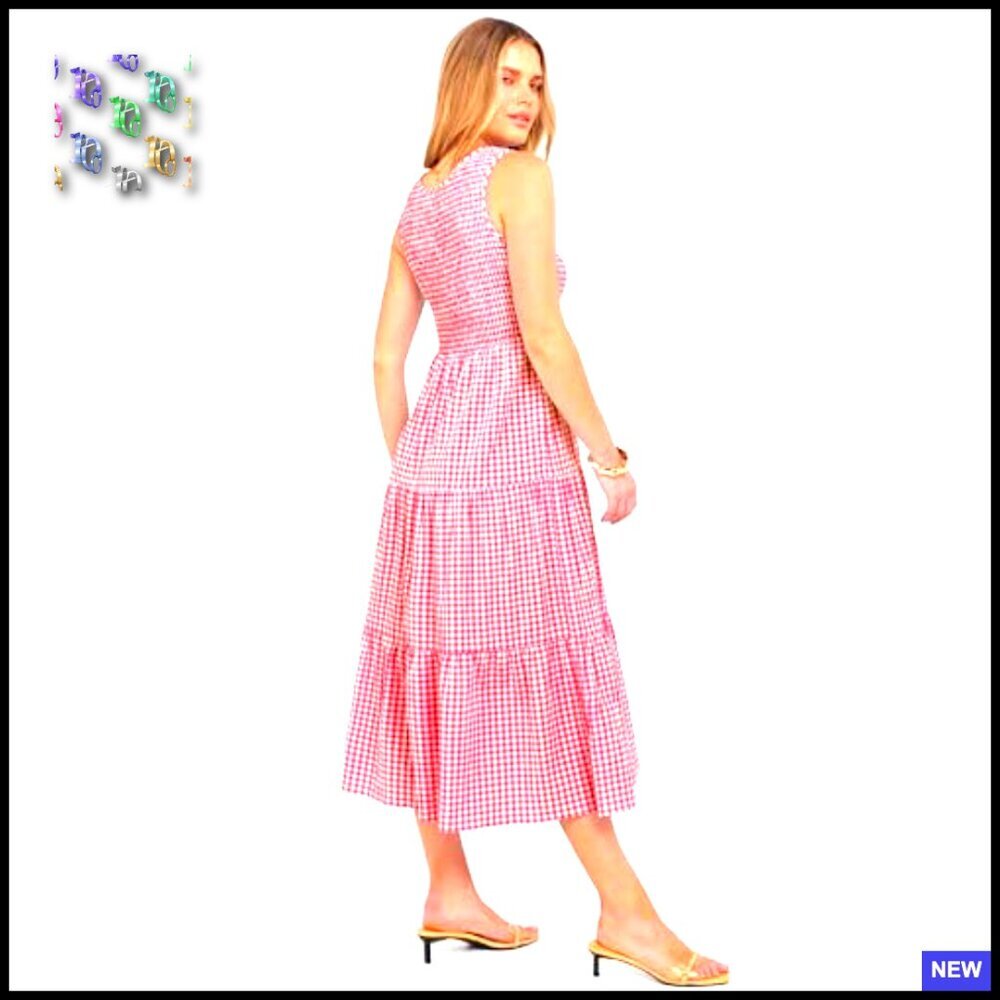 Sleeveless Maxi Dress Smocked Bodice Tiered Boho Casual Beach Sundress - Picture 5 of 7